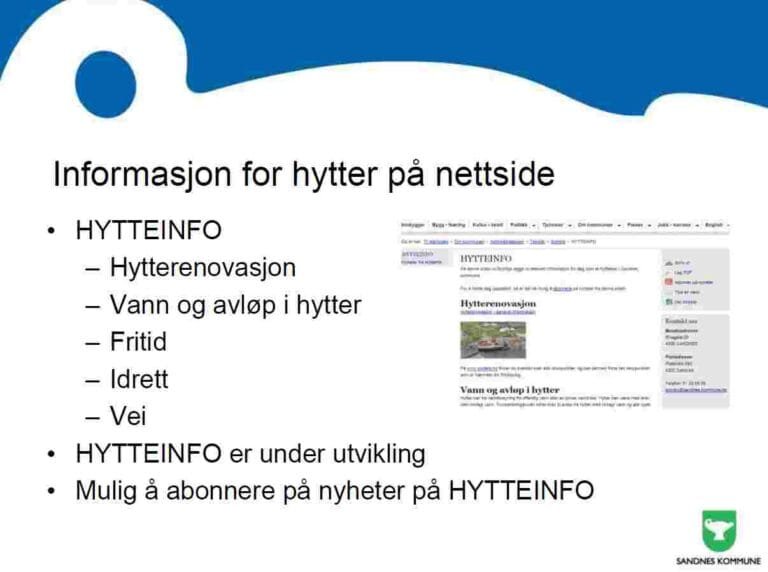 Hytteinformasjon fra Sandnes kommune